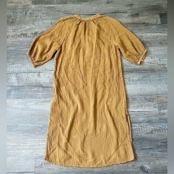 Sundry Anthropologie Henley Boho Brown Loose Cotton Gauze Midi Dress Small Brown - Picture 9 of 10